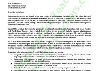 exemple de lettre de candidature de consultant en éducation