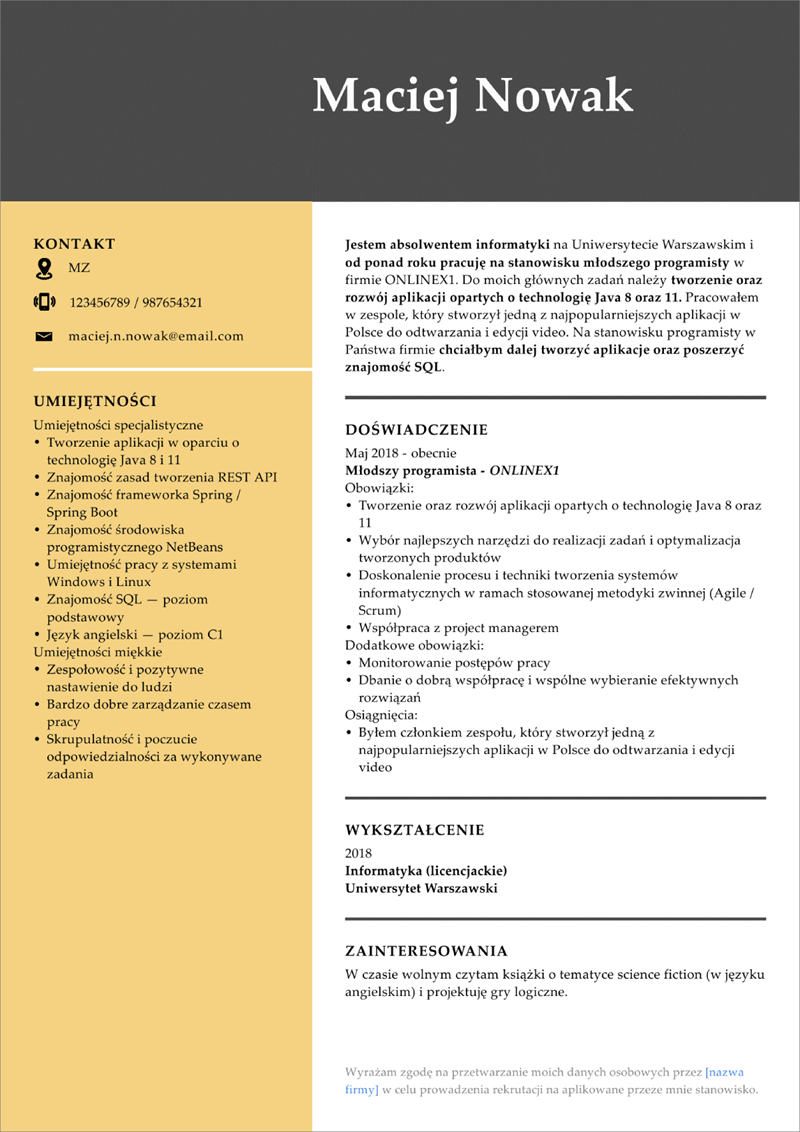 modèle de cv pdf