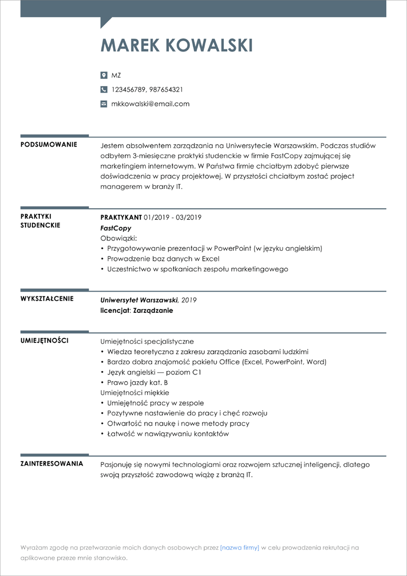 modèle de cv pdf