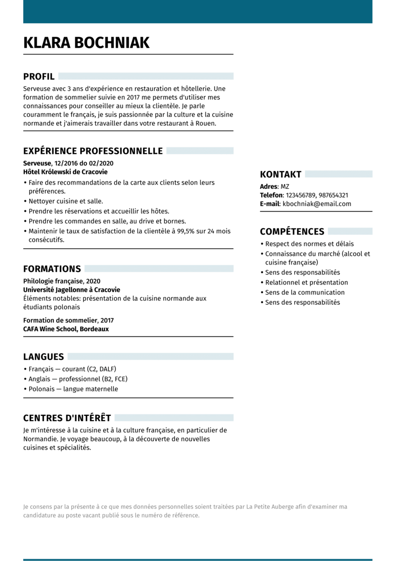 modèle de cv pdf