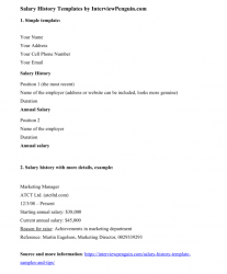 2 modèles d'historique de salaire simples pour les demandeurs d'emploi
