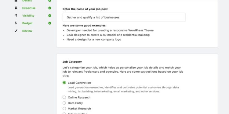 lettre de motivation upwork - monter un projet