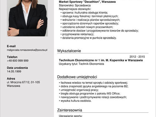 Modèle de CV de vendeur