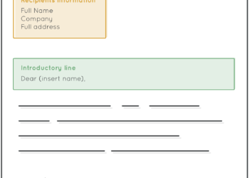 Haut d'un format de lettre formel