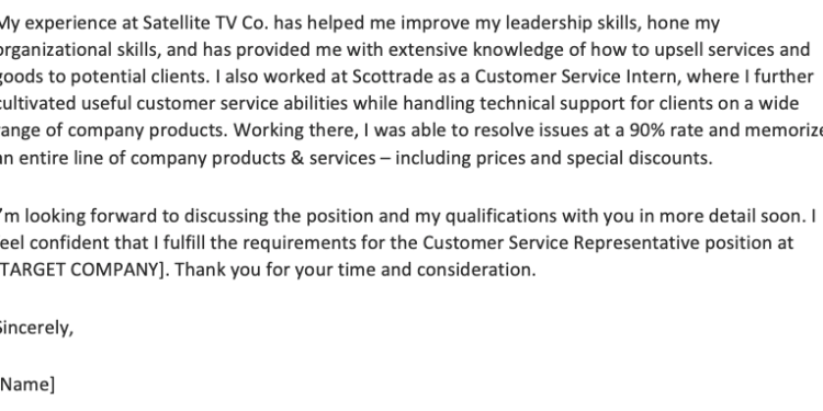 Fermeture de la moitié d'une lettre de motivation du service client