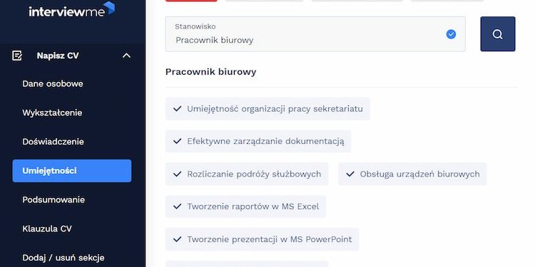 compétences dans le CV