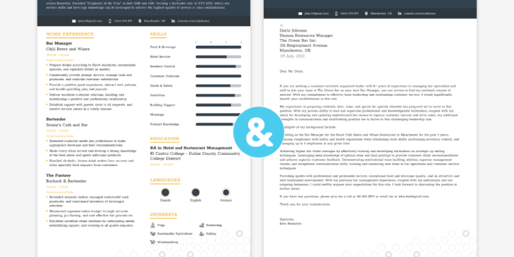 CV et lettre de motivation correspondants