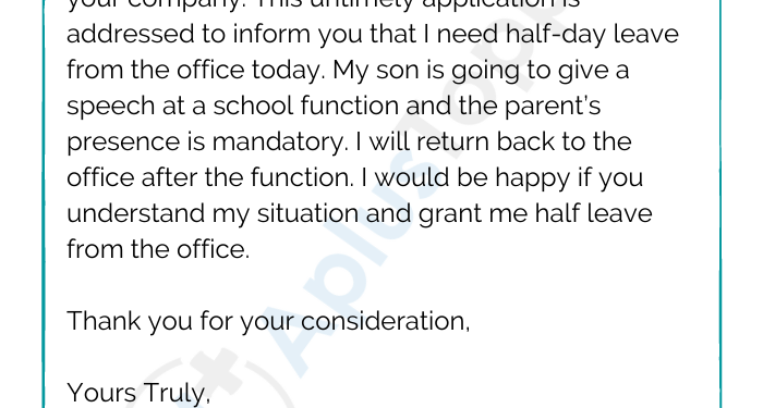 Modèle de demande de congé d'une demi-journée