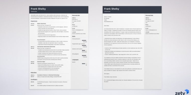 CV électricien et lettre de motivation