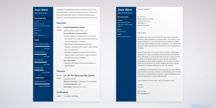 ensemble de curriculum vitae et lettre de motivation de lycée