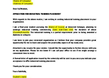 Exemple de demande de stage de formation industrielle