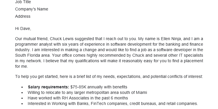 exemple de lettre de motivation à une agence de recrutement au format Word