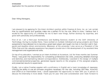 Exemple de lettre de motivation architecte stagiaire