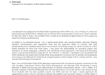 Exemple de lettre de motivation assistant immobilier