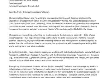 Research assistant cover letter example