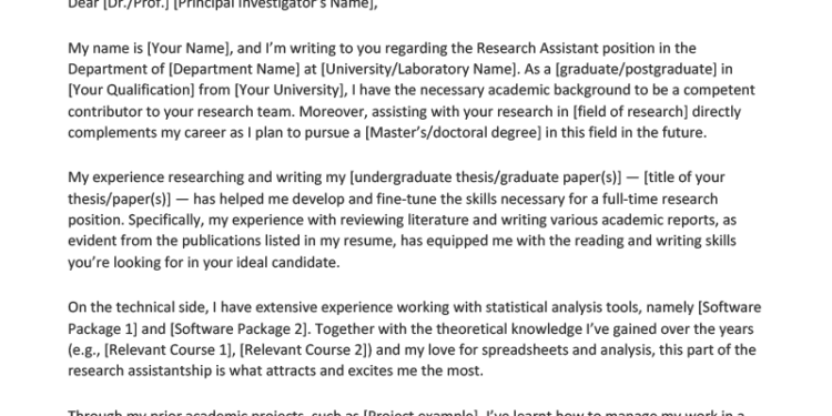 Research assistant cover letter example