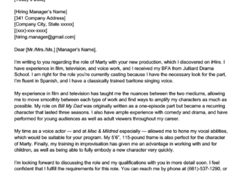 Acting cover letter example
