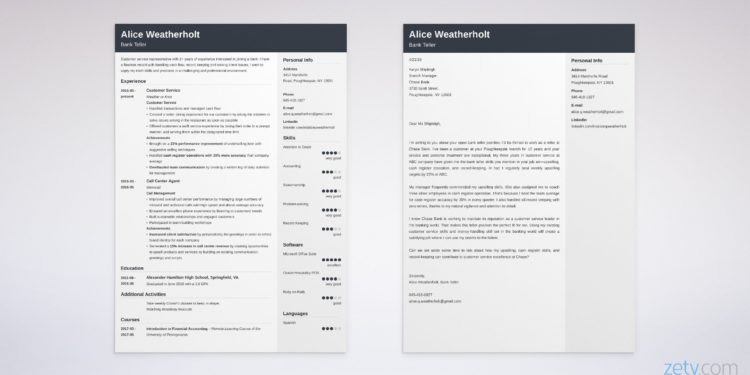 ensemble de curriculum vitae et lettre de motivation de caissier de banque