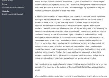 modèles de lettre de motivation d'enseignant suppléant