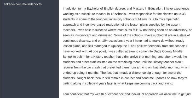 modèles de lettre de motivation d'enseignant suppléant