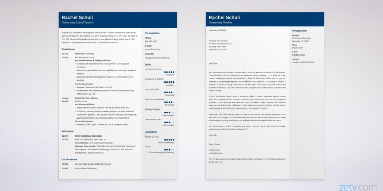 curriculum vitae et lettre de motivation des enseignants du primaire