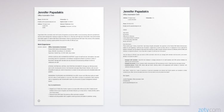 ensemble de curriculum vitae et lettre de motivation fédérale