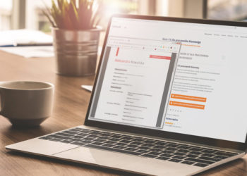 vue d'un modèle de CV sur un écran d'ordinateur portable