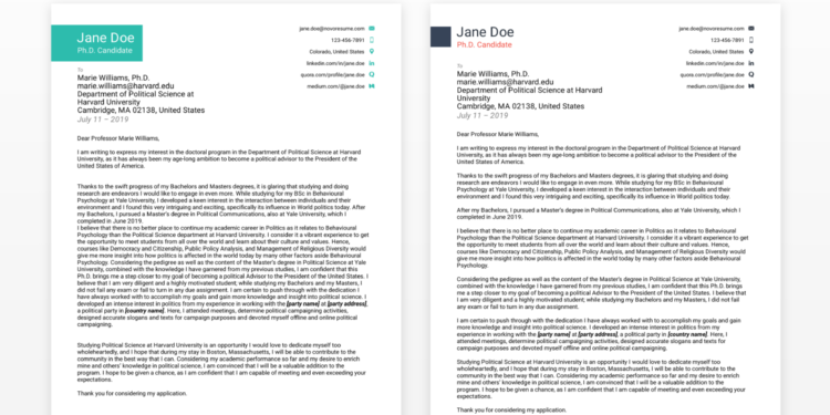 types de lettres de motivation