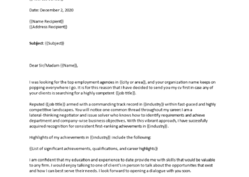 letter to a recruitment agency