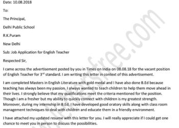 Lettre de candidature pour un emploi d'enseignant pour Fresher