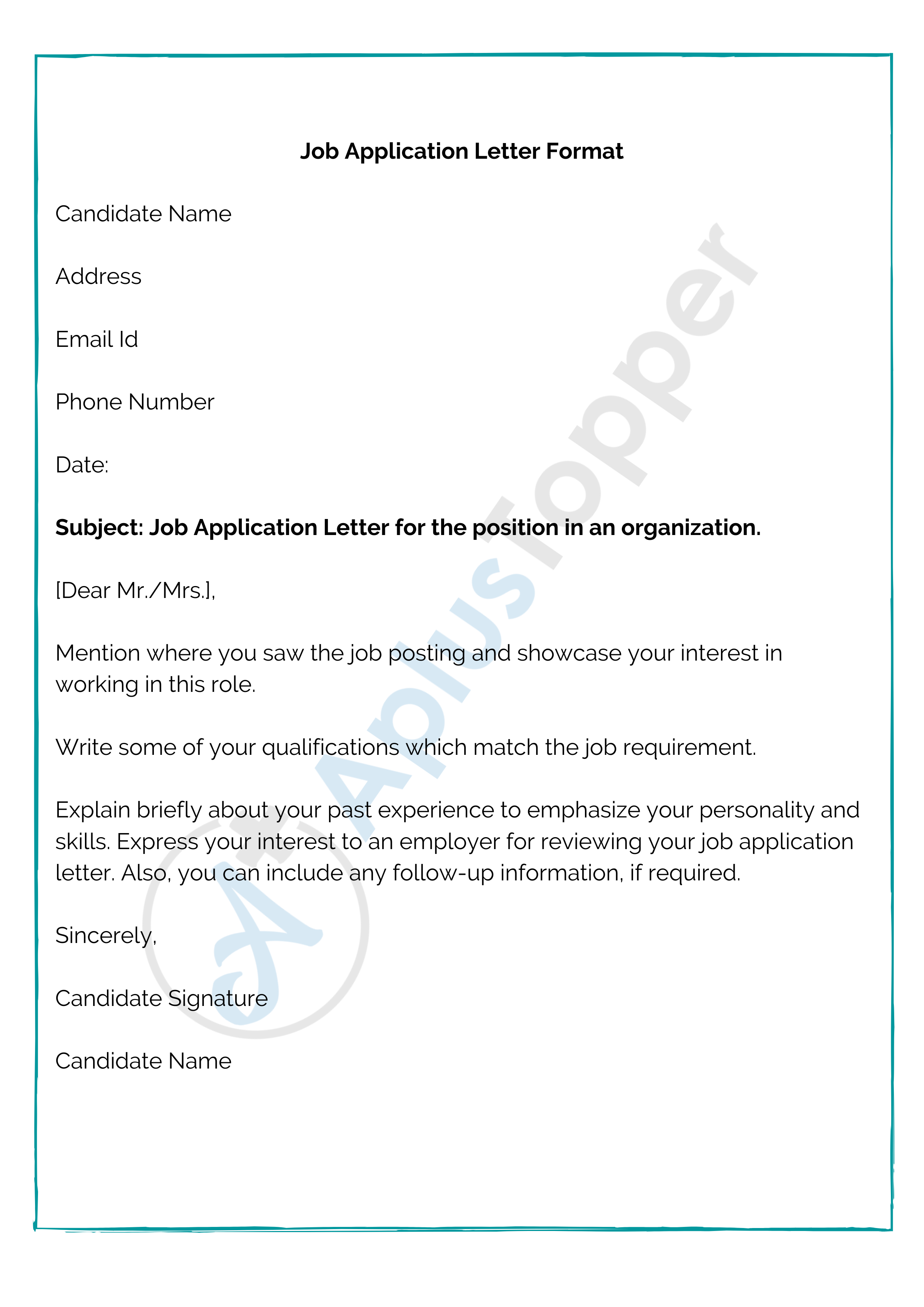 cv mail format for job application