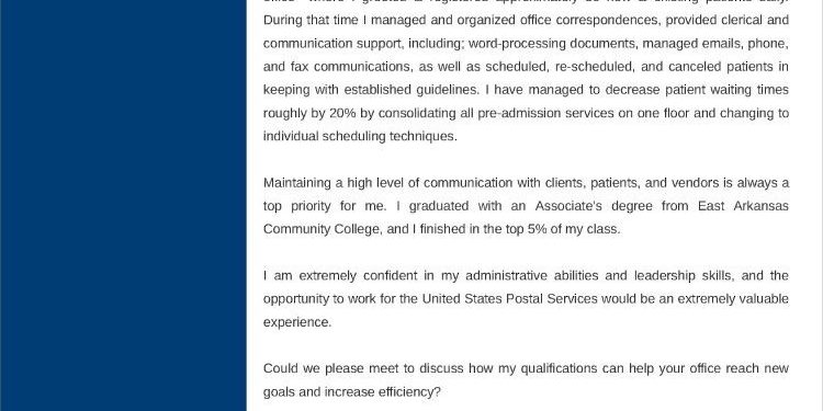 modèles de lettre de motivation usps