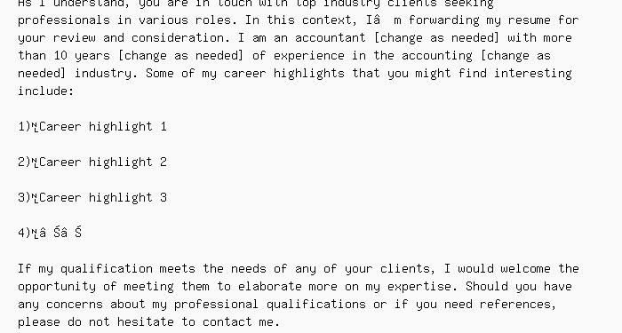 Cover Letter to employment agency / Job Application Letter