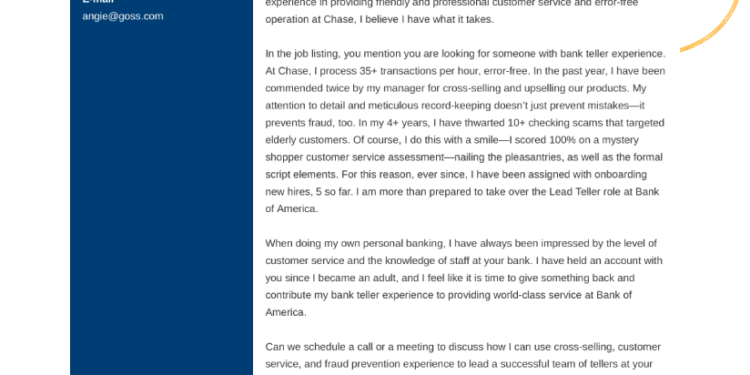 exemple de lettre de motivation caissier de banque