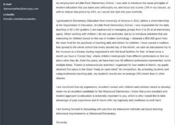 modèles de lettre de motivation d'enseignant d'école primaire