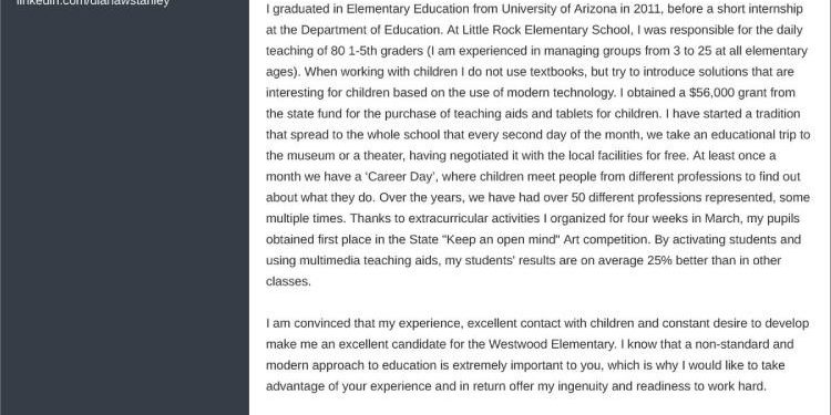 modèles de lettre de motivation d'enseignant d'école primaire