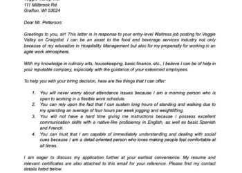 Lettre de motivation pour serveuse sans expérience