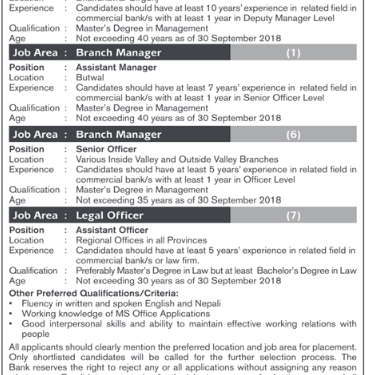 Lettre de motivation pour un emploi bancaire au Népal