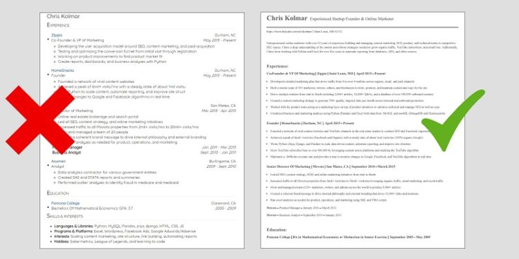 Exemple de constructeur de CV Zippia