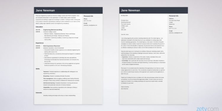 cv de stage et lettre de motivation