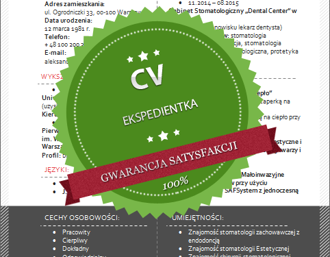 Modèle de CV pour une vendeuse - Appluj.pl