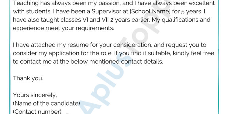 Lettre de demande d'emploi pour les enseignants