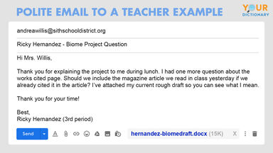 e-mail poli à un enseignant exemple