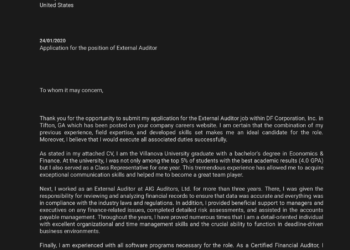 Exemple de lettre de motivation d'auditeur externe
