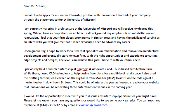 Exemple de lettre de motivation pour un stage