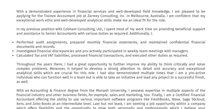 Exemple de lettre de motivation stagiaire comptable