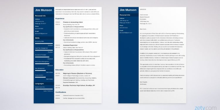 ensemble de curriculum vitae et lettre de motivation d'étudiant universitaire