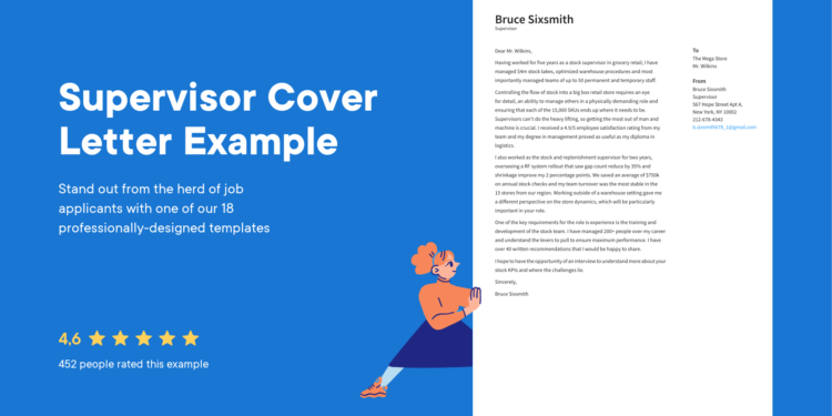 Exemples de lettre de motivation de superviseur et conseils d'experts [Free] · CV.io