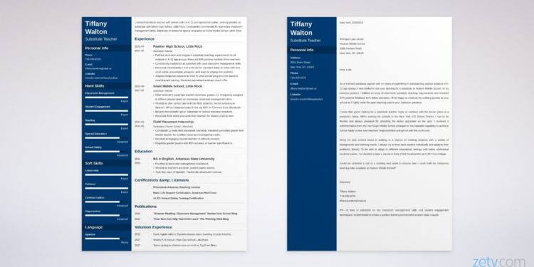 curriculum vitae et lettre de motivation d'enseignant suppléant