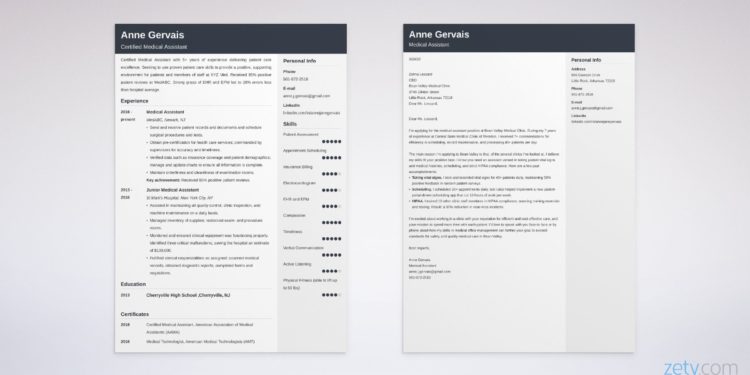 CV médical et lettre de motivation